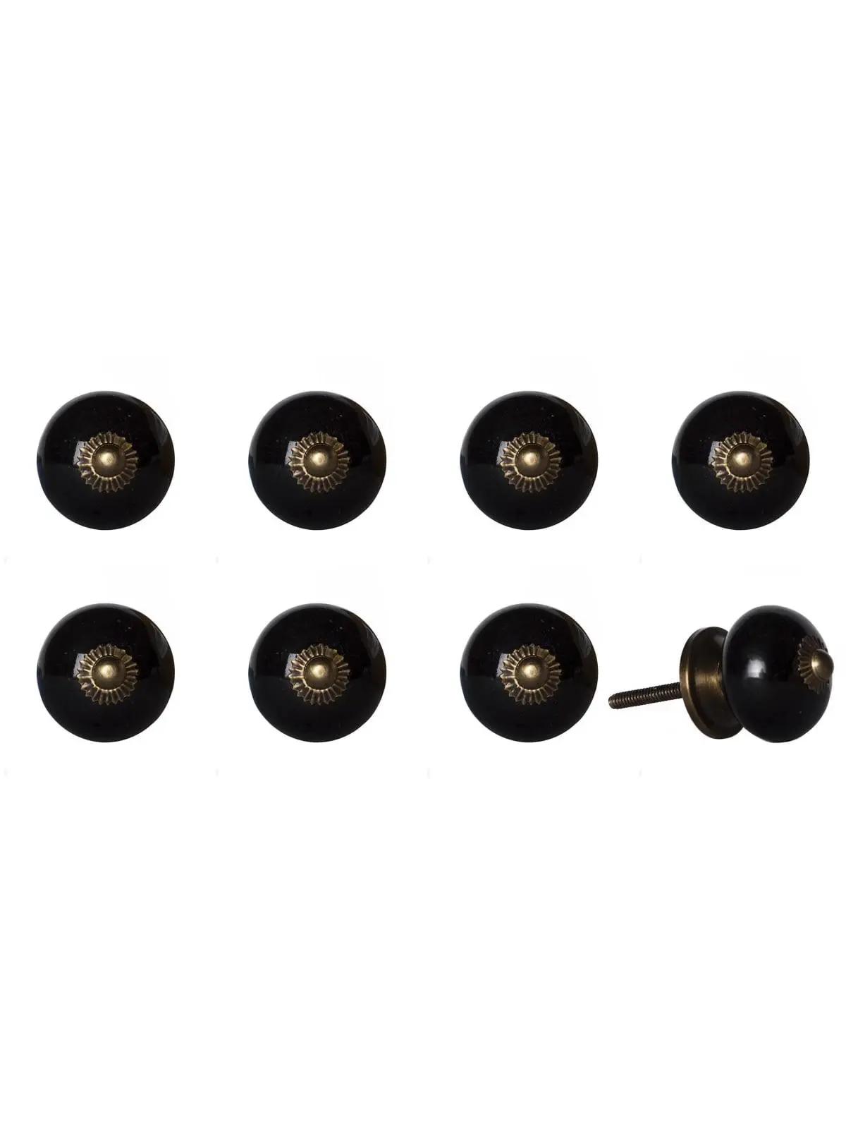 212 MAIN Artisan Craft Hand-Painted 1.5in Brown & Black Ceramic-Metal Round Knob Drawer Pulls - Set of 8, Traditional Cabinet Pulls for Large Home Appliance Parts & Accessories