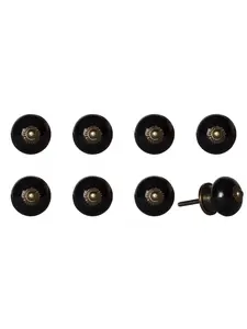 212 MAIN Artisan Craft Hand-Painted 1.5in Brown & Black Ceramic-Metal Drawer Pull Knobs - Set of 8, Traditional Cabinet Pulls, Round Knob Drawer Handles for Large Home Appliance Parts & Accessories