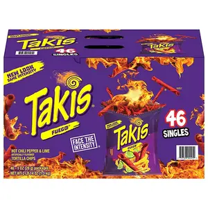 Takis. Fuego Rolled Tortilla Chips, Hot Chili Pepper and Lime, 1 oz. per bag, 46 Snack Pack - Crispy and Crunchy