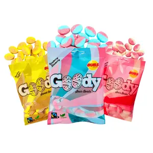 Bubs Swedish Sweet & Sour Candy Snack 3 Pack Bundle 90g Bags Classic Flavors Blue Raspberry Strawberry Vanilla Banana Caramel Sour Skulls Cool Raspberry Skulls & Cola Skulls Vegan Gluten Free