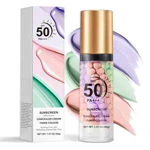 Color Correcting Facial Serum SPF 50 PA+++ Sunscreen Isolation Cream One Step Color Corrector Moisturizing Brightening Makeup Primer for Face Before Makeup Radiance Skin