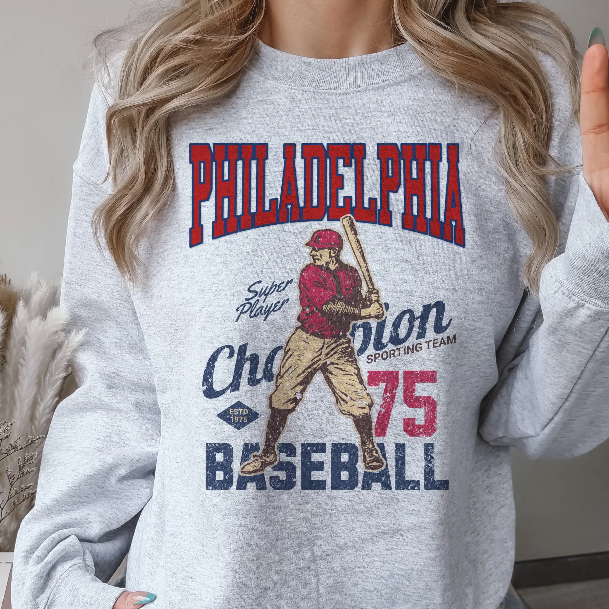 Vintage Baseball Sweatshirts Retro Baseball Sports Pullover Baseball Game Graphic Sweatshirt Casual City Baseball