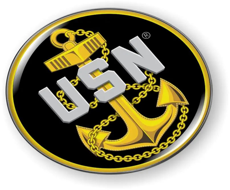 [Officially Licensed] U.S. Navy Chief Fouled Anchor 3D Domed Car Emblem Sticker, 3" Diameter Round Automotive Exterior Accessory for Active-Duty Sailors, Compatible with Trailers, Flasks, Urns (8 Var.), Car Emblem Badge Sticker