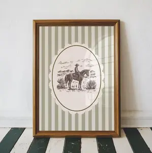 [SALE UP TO 40%] [Unframed] Vintage Cowboy Drawing Print: Western Nursery Decor