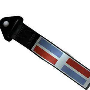Black Dominican Republic Flag Bumper Tow strap