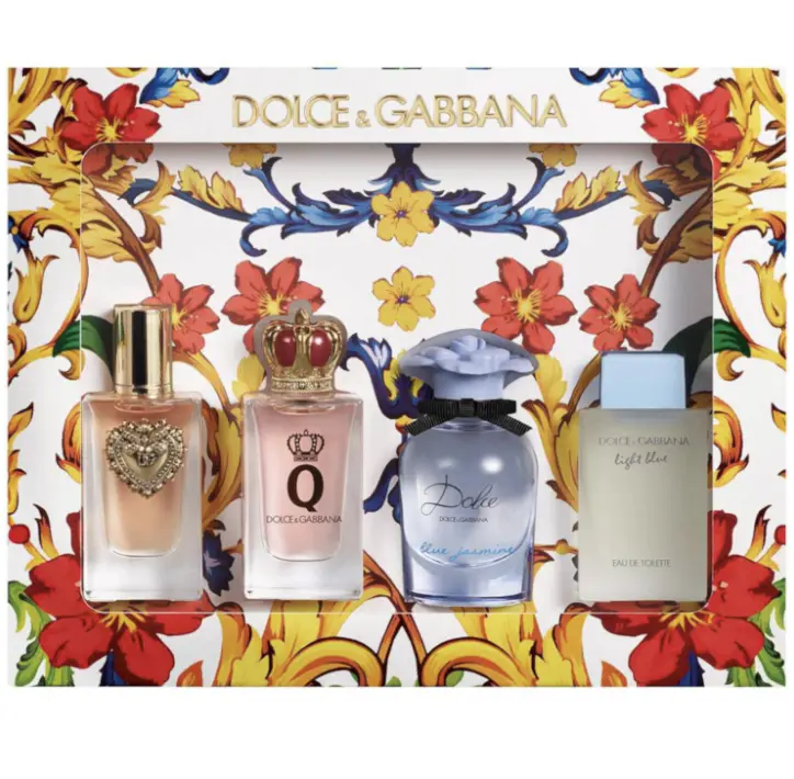 DOLCE & GABBANA 4 MINI SET ( LIGHT BLUE, DEVOTON, Q, DOLCE BLUE JASMINE ) .17oz for WOMEN