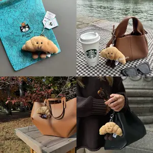 Croissant - Soft and Mini-Sized Stuffed Keychain, Cute Animal Food Plushie, Fun Gift Idea for Kids, Birthdays, and Collectors, Keychain Toy