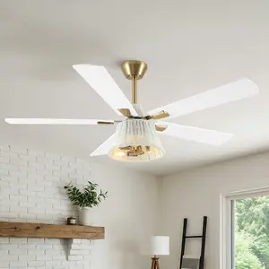 52" Zona Antique Brass Downrod Ceiling Fan | LED Light, Reversible, Quiet, Classic Decor