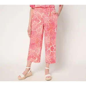 QVC Women's Regular-Fit Printed Cropped Pants with Pockets