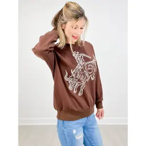 Embroidered Western Pullover Sweatshirt