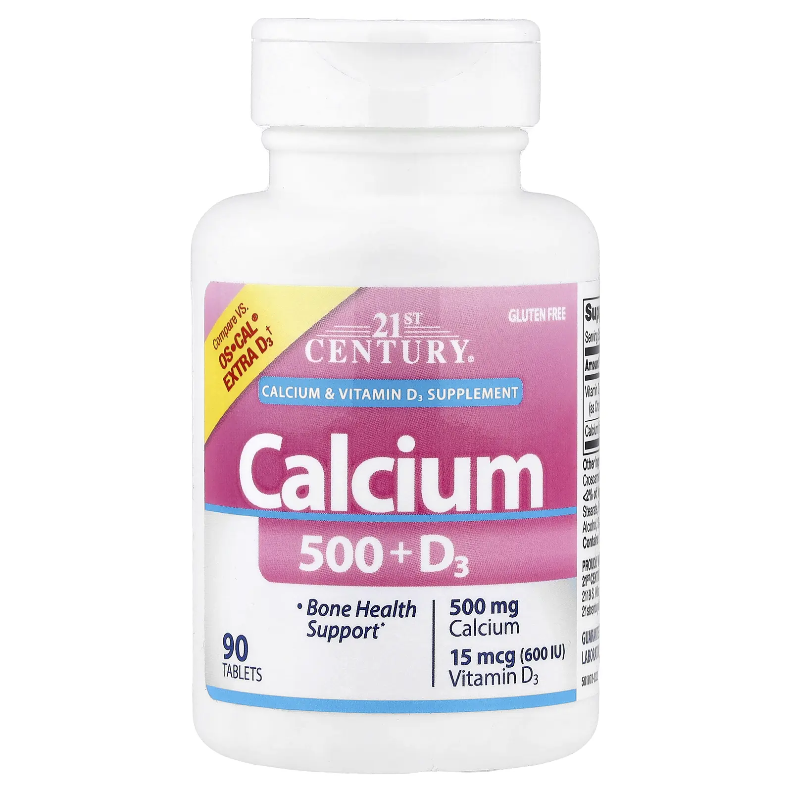 21st Century Calcium 500 + D3, 90 Tablets