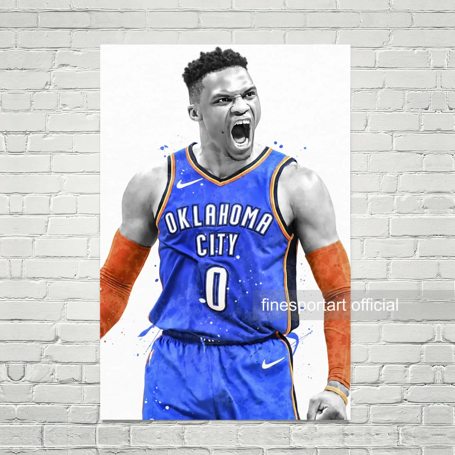 Russell Westbrook  Poster, Canvas,  print, Sports wall art, Kids room decor, Man Cave, Gift