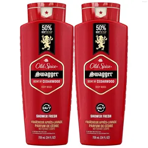 Old Spice Refreshing Body Wash for Men 3X Defense 24/7 Shower Fresh with Long Lasting Scent Red Collection Swagger Cedarwood Scent 24 oz Pack of 2