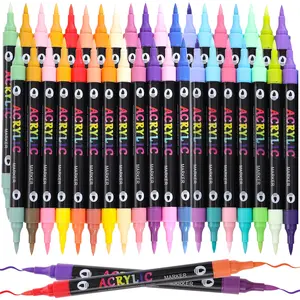 Dual-Tip 24/48/72 Color Acrylic Paint Markers for Arts & Crafts, Versatile for Stone, Wood, Canvas, Metal, Glass, DIY Projects, Art Marker Pen