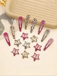 16 Pcs Women's Water Drop Hair Clips, Colorful Leopard Zebra Patterns, Cute Star Claw Clips, Hair Slides, Super Cute Clips, Hair Claws, Hair Claws Set