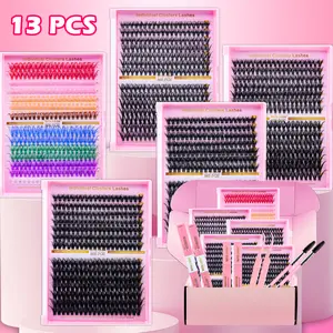 RITALASH 280pcs D Curl Gift Cluster Lash Kit DIY Individual Eyelashes Large Capacity Lashes Mixed Lengths Soft And Comfortable False Eyelashes Kit DIY at Home with Bond and Seal Tweezer Cluster Lash Remover and Lash Brush