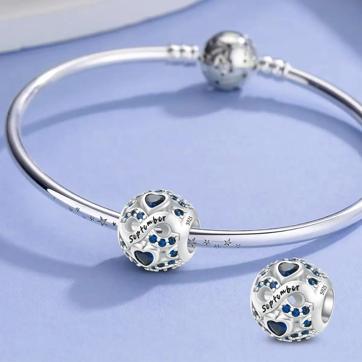 Women's 925 Sterling Silver Birthstone Charms - 4.5mm-5mm Hole, 5A Cubic Zirconia, European-Style Female Jewelry Fit for Bracelets & Necklaces, Ideal Anniversary Gift & Heartfelt Gift for Moms & Grandmothers