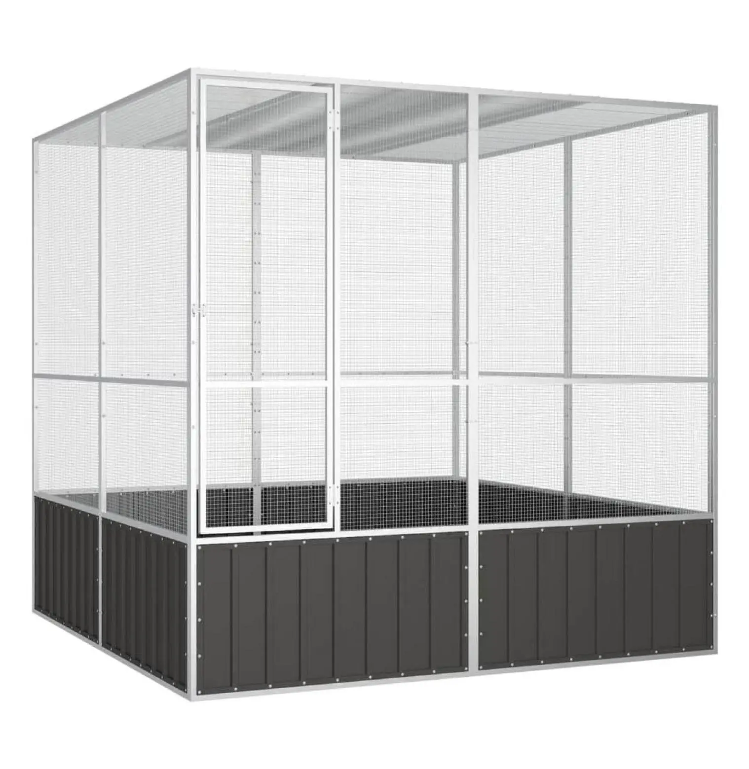 Large Cage Anthracite - Galvanized Steel Aviary for Budgies, Parrots & Pigeons - Outdoor Pet Habitat with Secure Latches