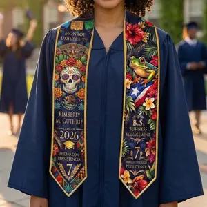 Custom Mexican & Puerto Rican Graduation Stole - Personalized Latina Heritage Grad Sash Class of 2026 - Graduation Sash for Mexican Students Graduation Stole