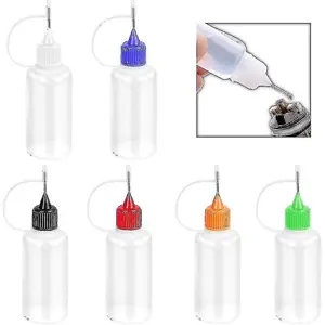 6 Pcs Precision Needle Tip Applicator Bottle - 6 Translucent Bottles And 6 Colored Tips For Henna Tattoo Cone,small Gluing Projects