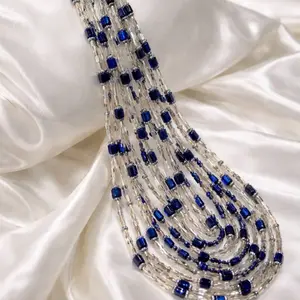 Silver Sapphire Waist Beads Set of 2