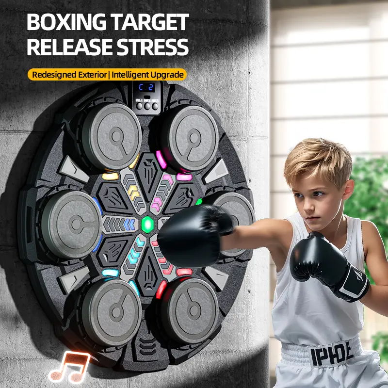 Music Boxing Machine for Adults Kids with Boxing Gloves, Smart Punching Trainer, Boxing Wall Mount Machine with LED and Bluetooth, Boxing Target Workout Equipment for Home, Office, Gym Christmas Gift, Halloween Present, Black Friday Gifts