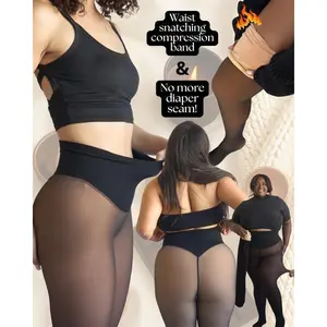 NEW COMPRESSION BAND & ONE SEAM OPTION! THE ORIGINAL MAGIC FLEECE LINED LEGGINGS - S TO XL - 4 SHADES - CLOSED FOOT - Fleece Tights Available in Plus Size and Light to Brown Fur