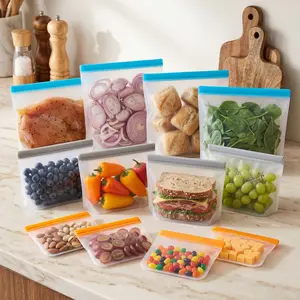 Reusable Freezer Bags 12 Pack Leakproof Silicone Food Storage Bags Dishwasher Safe Snack Sandwich Gallon Bags
