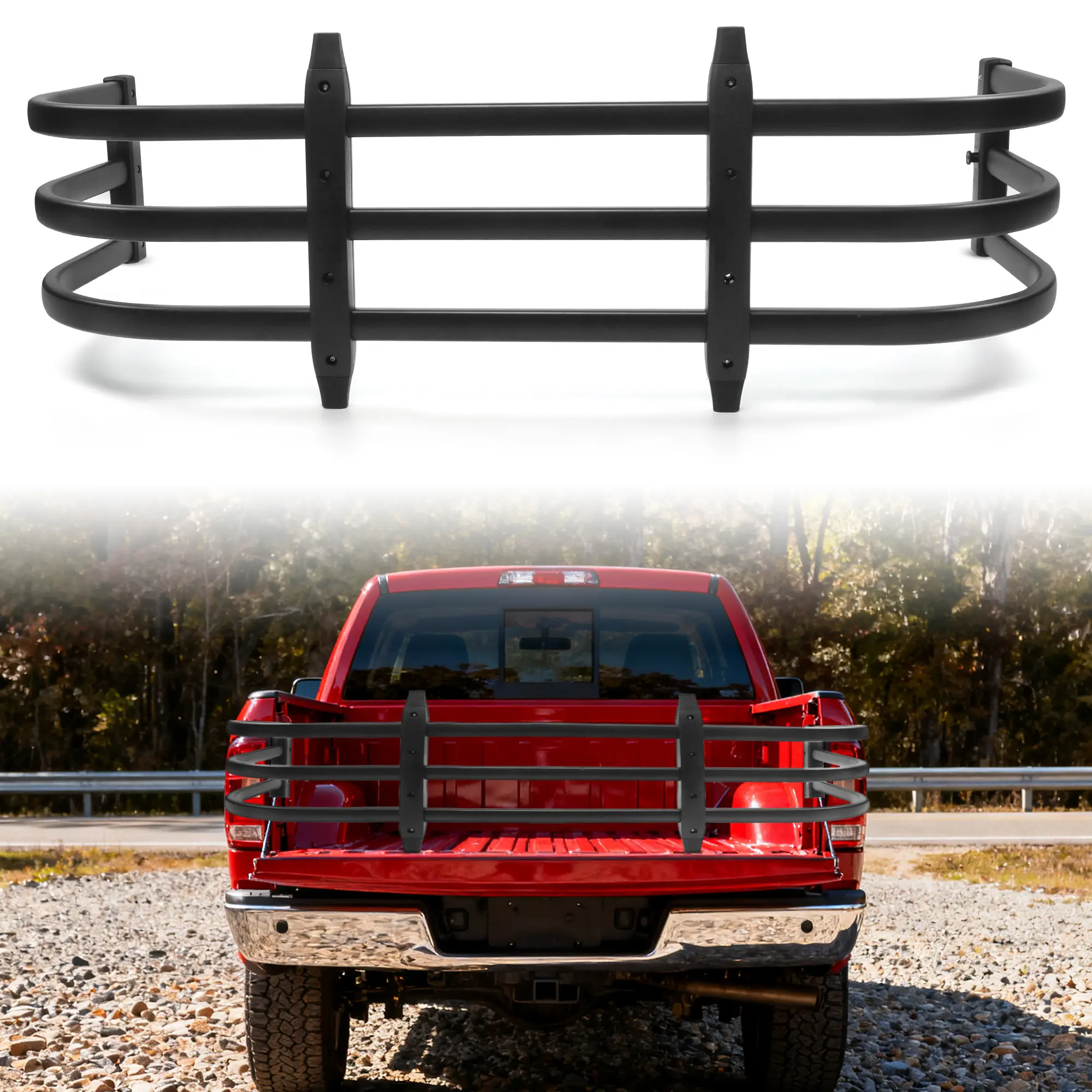 MONOKING Truck Bed Extender 49"-61" Adjustable, Pickup Truck Tailgate Cargo Extender, 180° Flip U-Shaped Bed Extension Rack, Lightweight 6063 T-6 Aluminum, Fits Tacoma Colorado Ranger Maverick Gladiator Frontier Santa Cruz, Accessories For Your Car, Autom