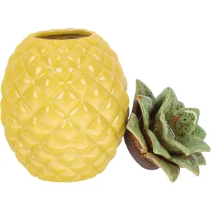 Pineapple Ceramic Tea Storage Jar with Airtight Lid - Cute Fruit Shaped Canister for Loose Tea Candy and Home Kitchen Decor - 5.23X3.54X3.54 Inches