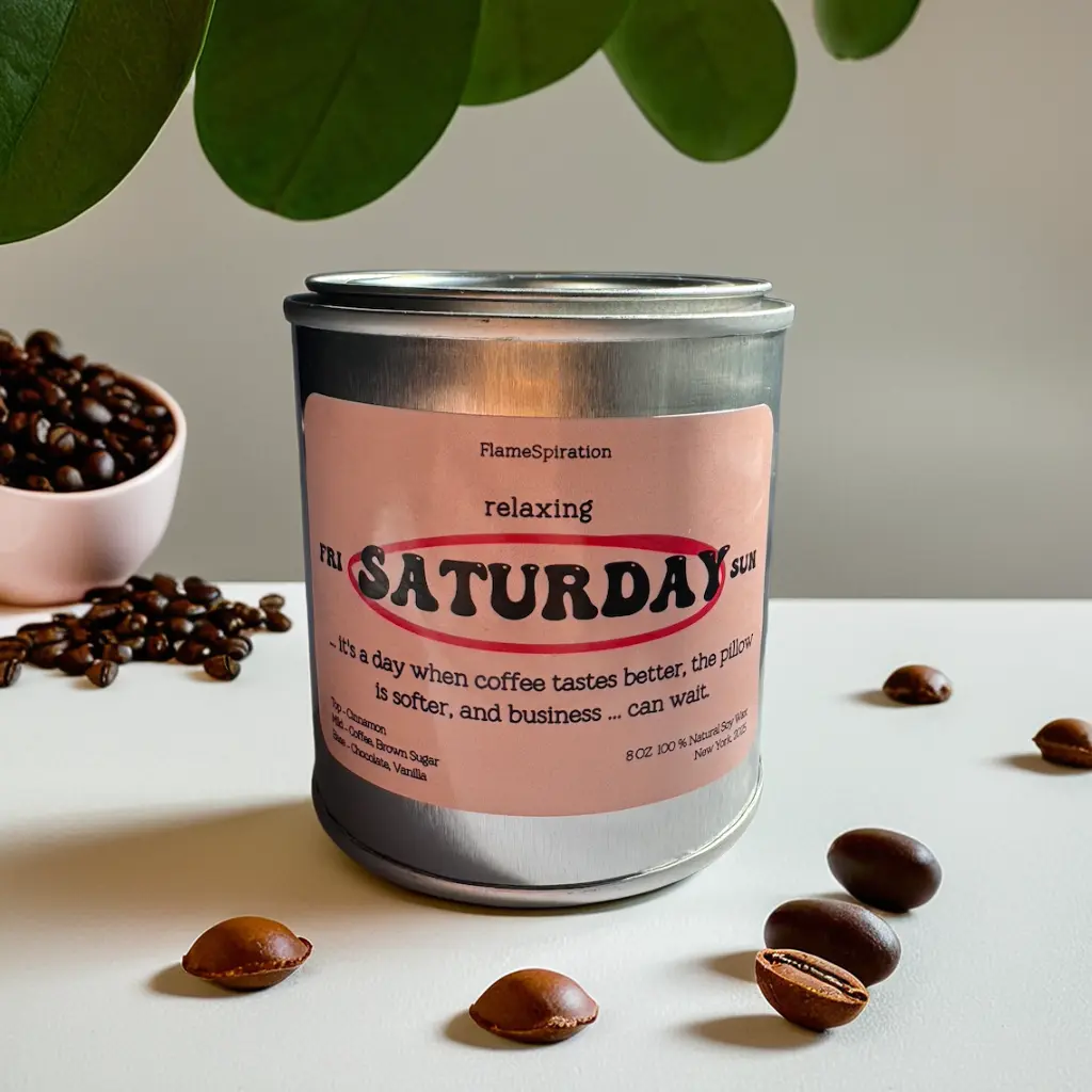 Coffee Vanilla Soy Wax Candle Relaxing Saturday Handmade Soy Wax Candle Based On Day of the Week Cinnamon Scent Handmade Candle Gift Candle
