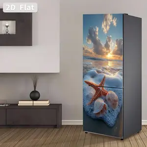 Self-Adhesive Refrigerator Stickers, Removable PVC Kitchen Decor, Beach Starfish Theme, DIY Home Decoration, 30x180cm, Set of 2