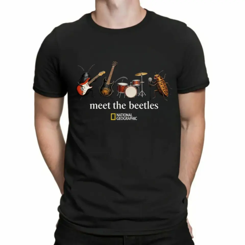 Meet the Beetles Vintage Graphic Tee Black Streetwear Unisex Heavy Cotton Premium Quality T-shirt