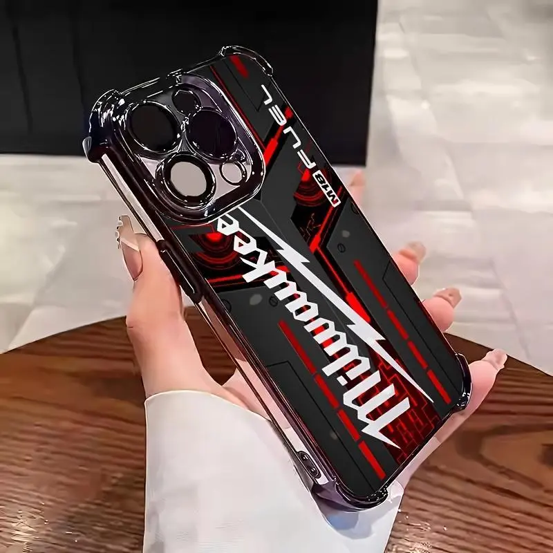 Gaming-Style Black and Red Shockproof TPU Smartphone Case - Flexible Shell, Easy Grip Accessory for iPhone 11-17 Pro, Pro Max, Plus, Cellphone Protection, Ideal Christmas or Birthday Gift tiktokshopbacktoschool