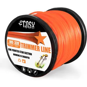 String Trimmer Line, Commercial Grade Orange Pentagon Weed Eater String,  Nylon Universal 0.105" Diameter x 328'