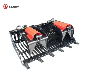 LANDY Skid Steer Rock Grapple Bucket, 72" with Teeth, Heavy Duty Stone Debris Attachment for Tools and Gadgets