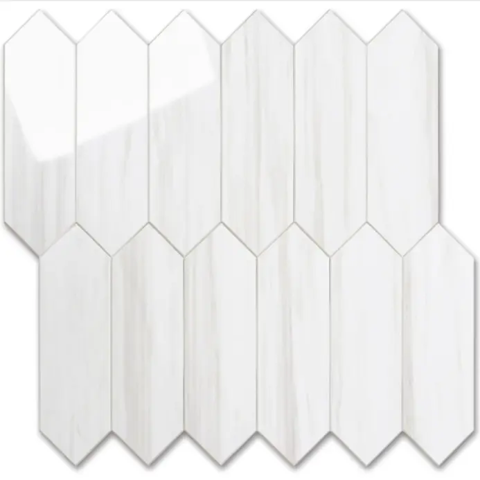 Vamos Tile 10Pcs Backsplash Tile Peel and Stick, Long Hexagon PVC Self Adhesive Mosaic Wall Tiles Stick on Backsplash for Kitchen and Bathroom Interior Design Easy To Install