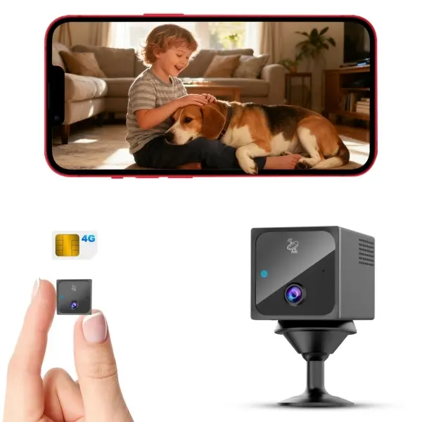 4G LTE Cellular Camera Wireless No WiFi Security Hidden Camera with 4G SIM Card, 20 Days Standby Battery, 4K HD Night Vision Car/Truck Spy Camera, Radar AI Motion, Rechargeable, Memory, Portable