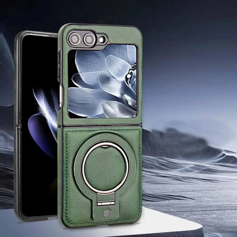 Fin Magnetic Ring Stand for Samsung Galaxy Z Flip 7 6 5 4 Flip6 Flip5 Flip4 Flip3 Phone Case Shockproof Kickstand Protective Cover