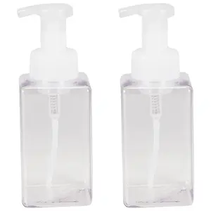 2 Pack Foaming Soap Dispenser 15Oz Refillable Foam Liquid Hand Soap Empty Plastic Pump Bottle Container - Clear 450Ml