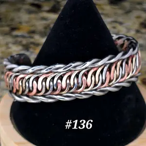 #136 Pure Copper SS SB  6 1/4" x 3/4"   Hand-Woven Cuff Bracelet – Handmade Artisan Jewelry – Unisex – Gift Ready