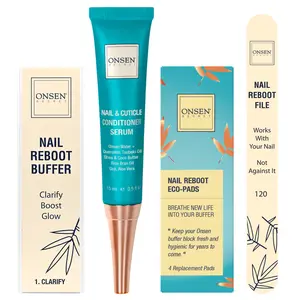 Onsen Secret Nail Reboot Kit with Nail & Cuticle Conditioner Serum , 7 Piece Kit