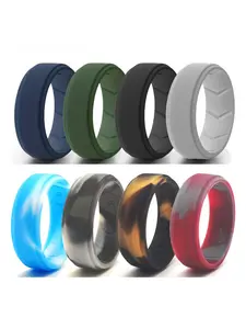 Men's Silicone Ring, Soft Camo & Plain Color Silicone Ring, Suitable for Outdoor Fitness, Running, Hiking, Camping, Perfect for Men's Daily Accessories, Set of eight, Versatile use