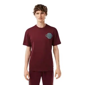 Men's Lacoste Printed Heavy Cotton Jersey Short-Sleeve Top - Menswear Casual T-Shirt with Stitched Hem