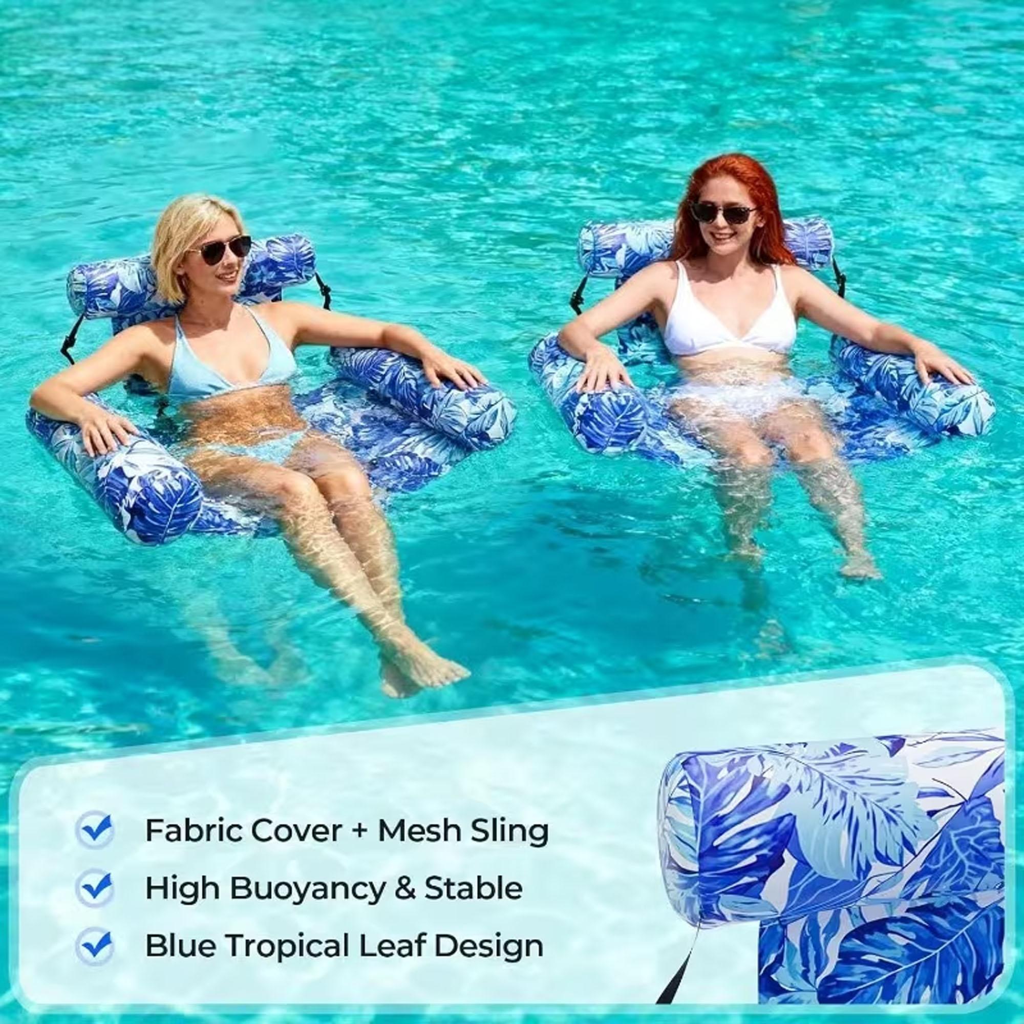 Premium Oversized Leaf Inflatable Swimming Lounger, Full Body Support Floating Chair for Adults, Portable Water Float for Pool Beach Lake Summer Vacation