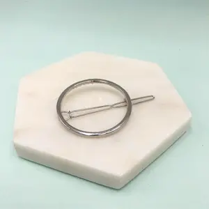 Silver Geometric Circle Hairpin Barrette