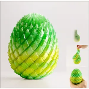For Easter basket stuffers essentials and Easter egg hunt supplies this 3D printed spiral fidget toy features a slippery twisty fidget egg from crystal forest design great as desk decor for kids and adults