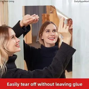 Self-adhesive Mirror Sticker with Backing Tape, 20x78cm Soft Glass Mirror for Wall