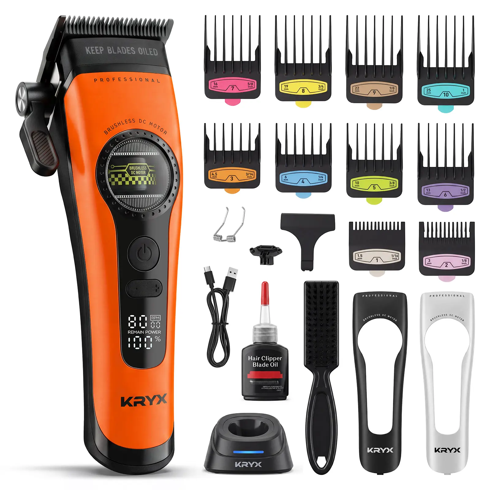 Professional Hair Clippers for Men Outer-Rotor Motor Hair Trimmer DLC-Blade Barber Clipper for Hair Cutting Cordless Electric Clippers Hair Cutter