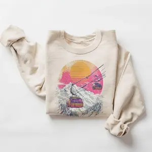 Vintage Ski Gondola Sunset Sweatshirt - Vintage 80s Style Ski Lift Crewneck - After Skiing Winter Lodge Pullover - Cozy Mountain Cabin Outfit